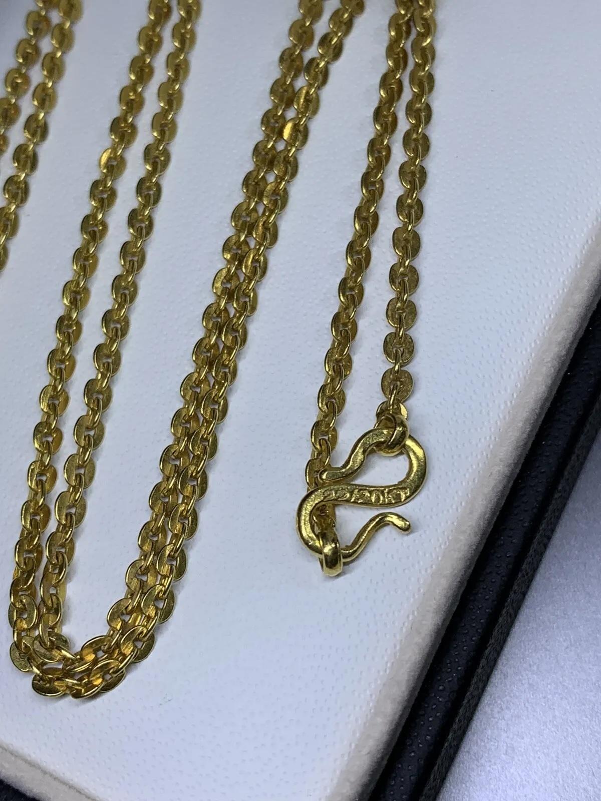 Art Déco Collana con catena cubana a cordoncino in oro giallo in vendita