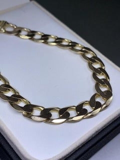 Yellow Gold Chunky Curb Cuban Link Chain Bracelet