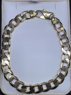 Yellow Gold Chunky Curb Cuban Link Chain Bracelet