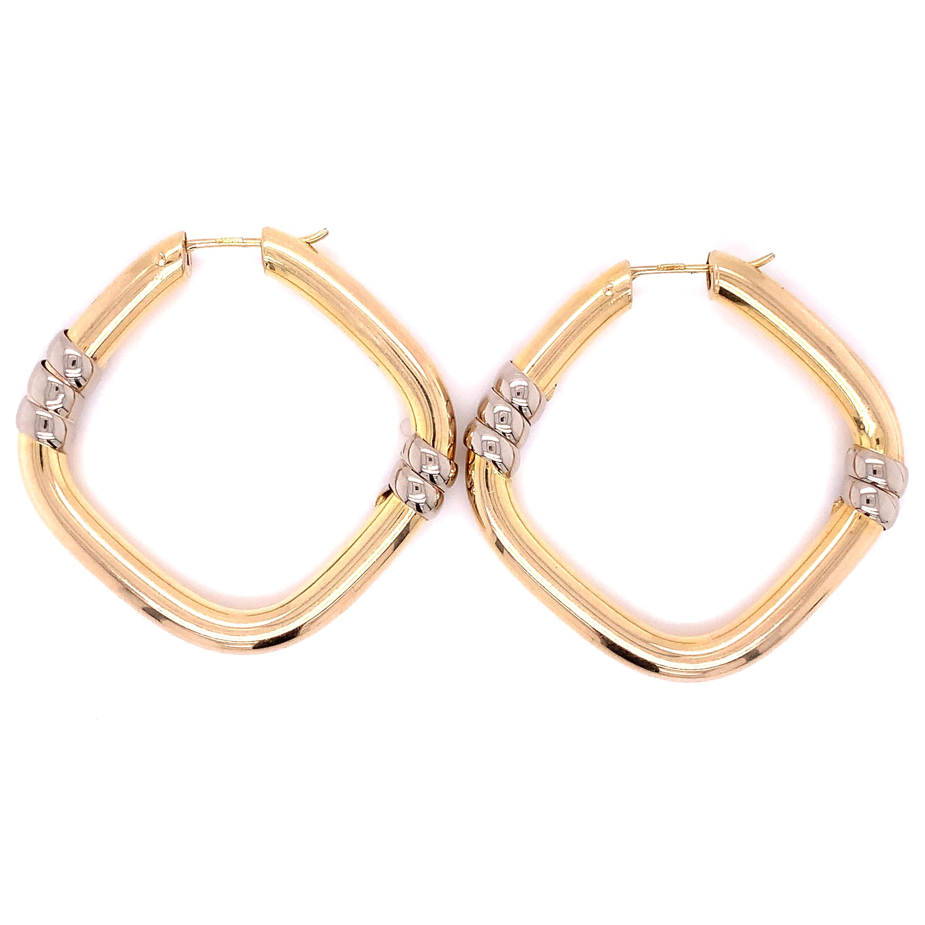 Women's Yellow gold chunky hoops huggie large earrings For Sale