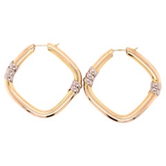 Yellow gold chunky hoops huggie large earrings