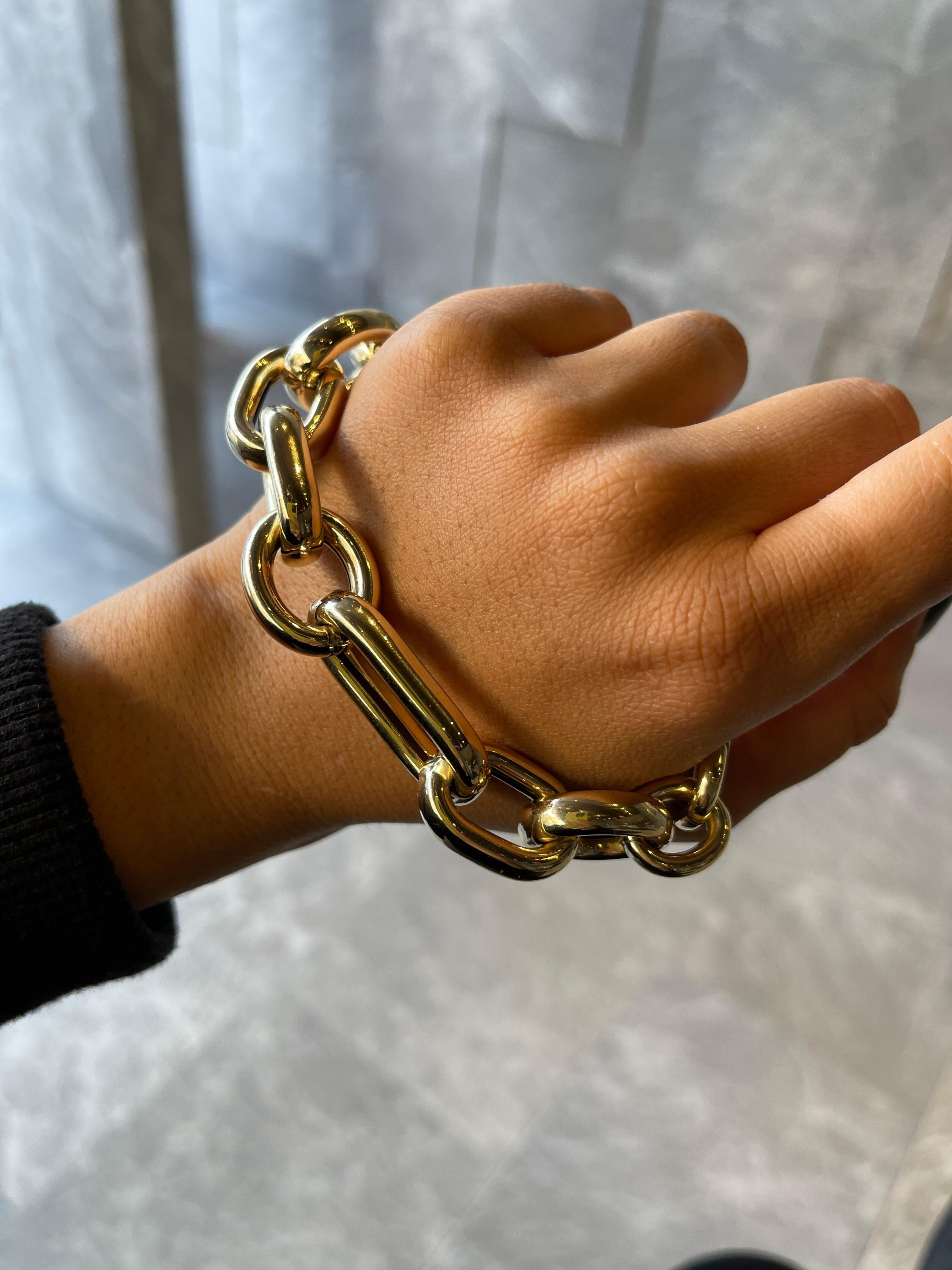 Yellow Gold Chunky Multi Chain Link Bracelet In New Condition In Toronto, CA