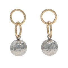 Yellow Gold Circle Dot Dangle Earrings - 14k Pierced