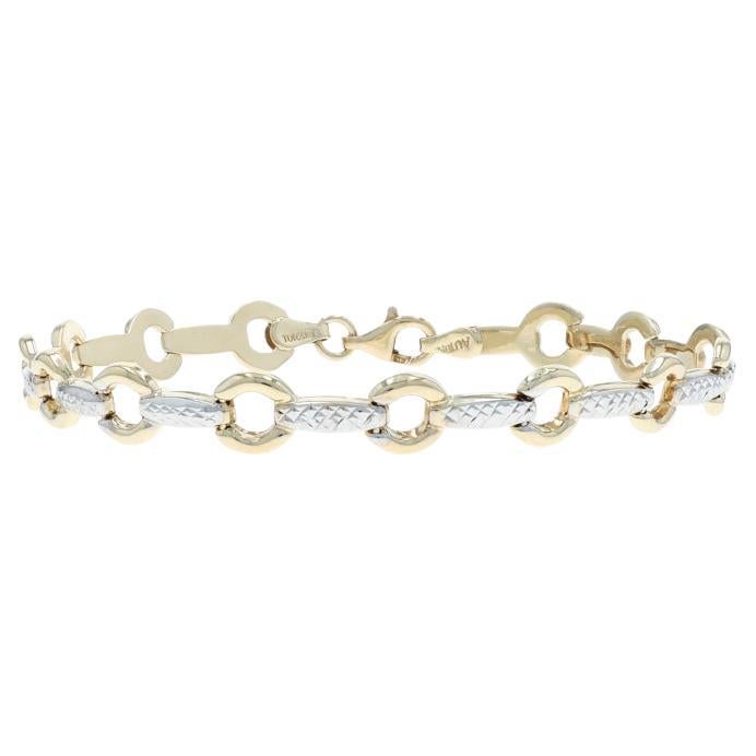 Bracelet en or jaune à maillons circulaires 7 1/2" 7" - 10k en vente