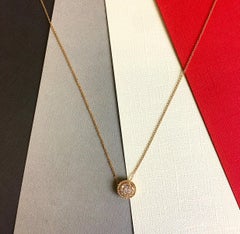Yellow Gold Circle Pendant with the Diamonds