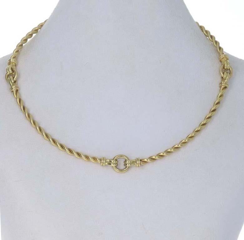 Yellow Gold Circle Rope Station Link Necklace 14