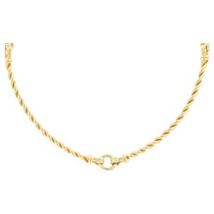 Yellow Gold Circle Rope Station Link Necklace 14" - 18k Collar