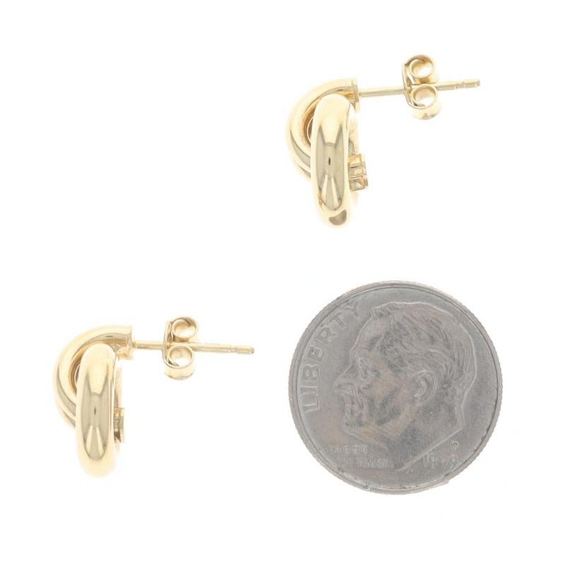 Kurze Gelbgold-Tropfen-Ohrringe mit Kreis - 14k Petite Door Knocker durchbohrt im Zustand „Hervorragend“ in Greensboro, NC