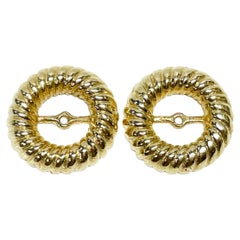Vintage Yellow Gold Circular Earring Jackets
