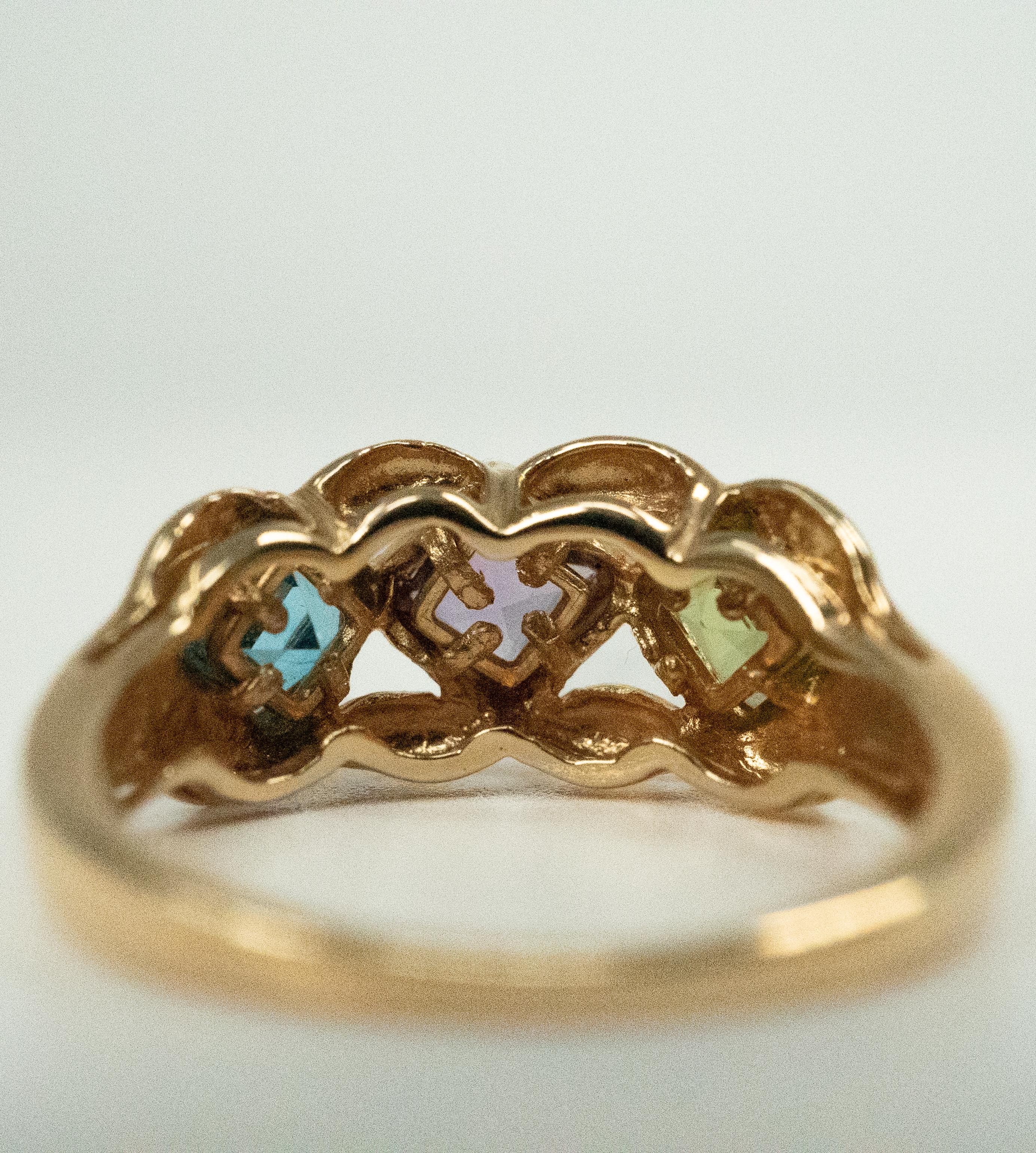 Yellow Gold, Citrine, Amethyst and Topaz Ring In Good Condition For Sale In Dallas, TX