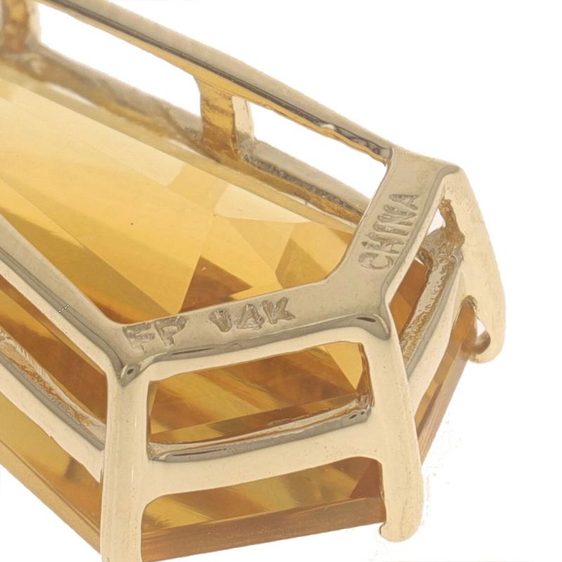 Women's Yellow Gold Citrine & Amethyst Drop Pendant - 14k Shield 6.56ctw Geometric For Sale