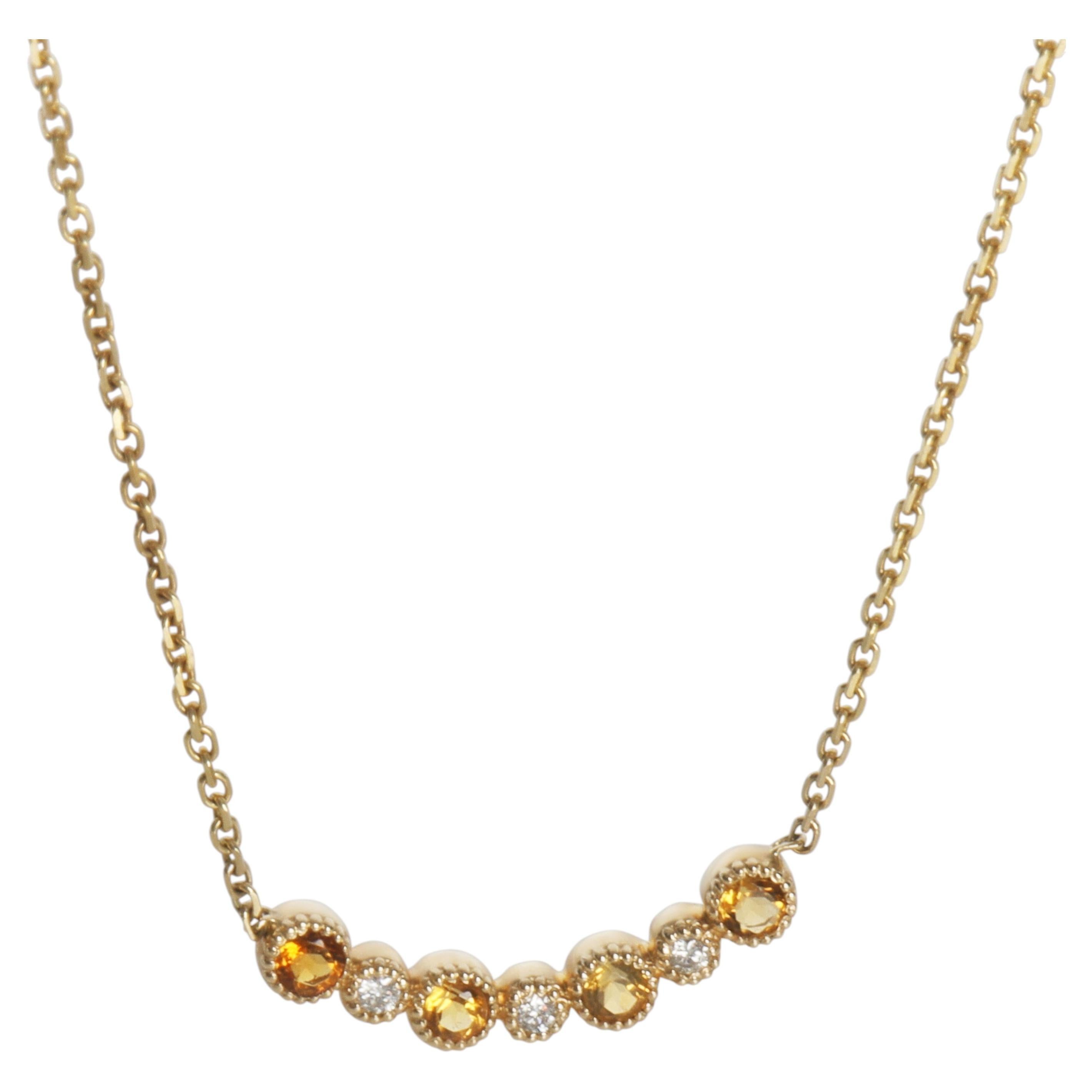Yellow Gold Citrine and Diamond Pendant