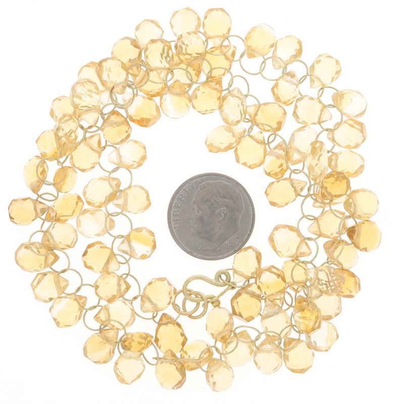 Yellow Gold Citrine Cable Beaded Chain Necklace 16 1/2