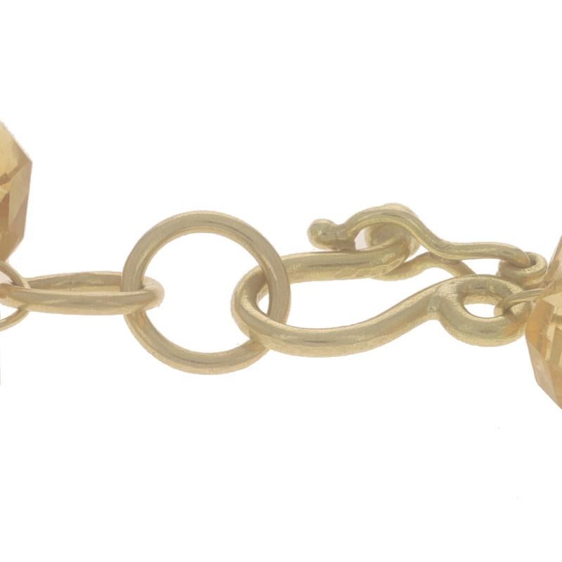 Women's Yellow Gold Citrine Cable Beaded Chain Necklace 16 1/2