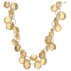 Yellow Gold Citrine Cable Beaded Chain Necklace 16 1/2" 18k Briolette