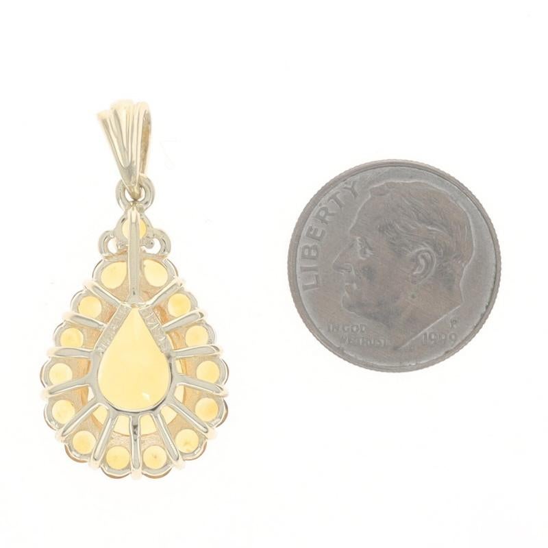 Ciondolo aureola in oro giallo con citrino - 14k Pear 7.40ctw Floral In condizioni ottime in vendita a Greensboro, NC
