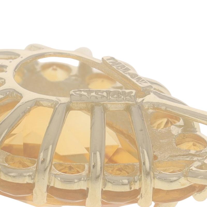 Donna Ciondolo aureola in oro giallo con citrino - 14k Pear 7.40ctw Floral in vendita