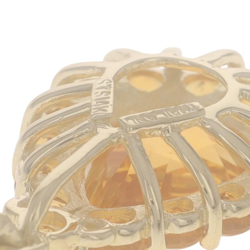 Ciondolo aureola in oro giallo con citrino - 14k Pear 7.40ctw Floral in vendita 1