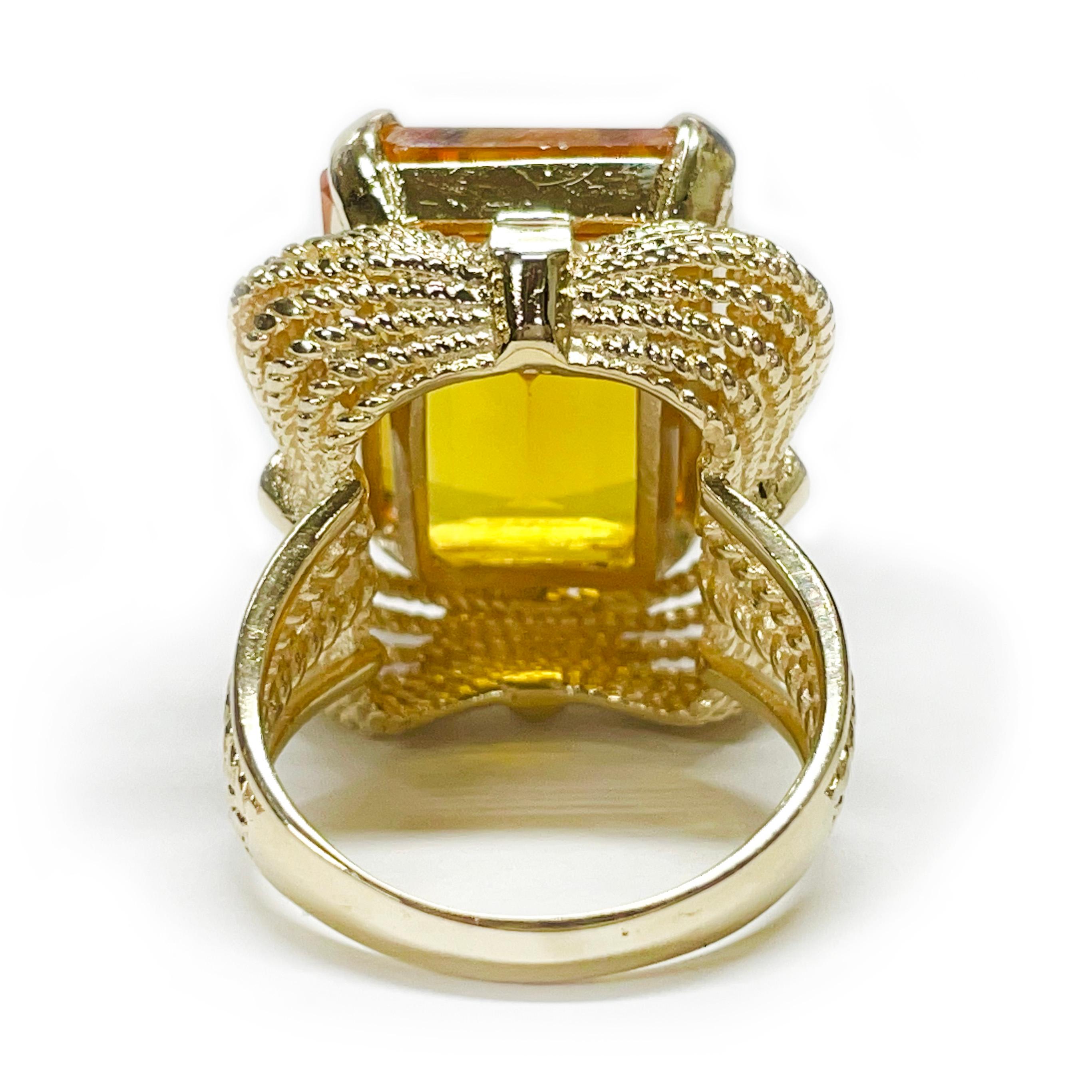 Yellow Gold Citrine Cocktail Ring In Good Condition For Sale In Palm Desert, CA