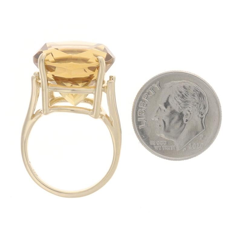 Women's Yellow Gold Citrine Cocktail Solitaire Ring 14k Rnd w/Star Facet Pavilion 1.65ct For Sale