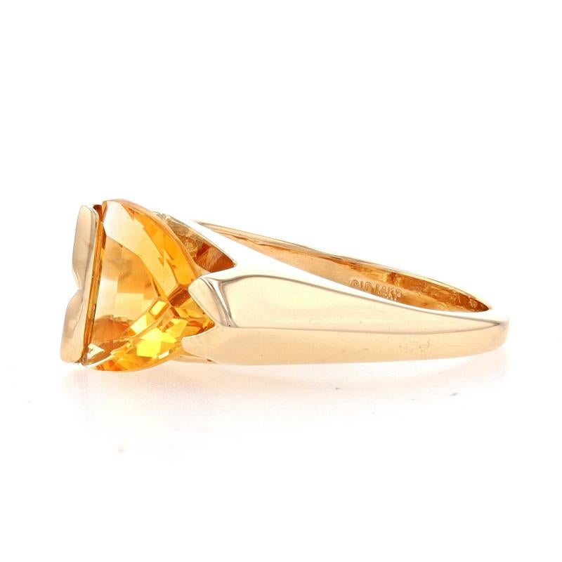 Trillion Cut Yellow Gold Citrine Cocktail Solitaire Ring 14k Trillion 1.50ct Geometric Size 6