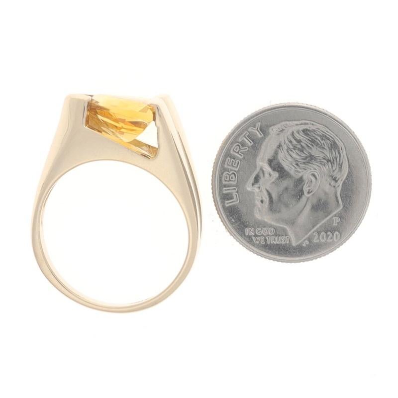 Women's Yellow Gold Citrine Cocktail Solitaire Ring 14k Trillion 1.50ct Geometric Size 6