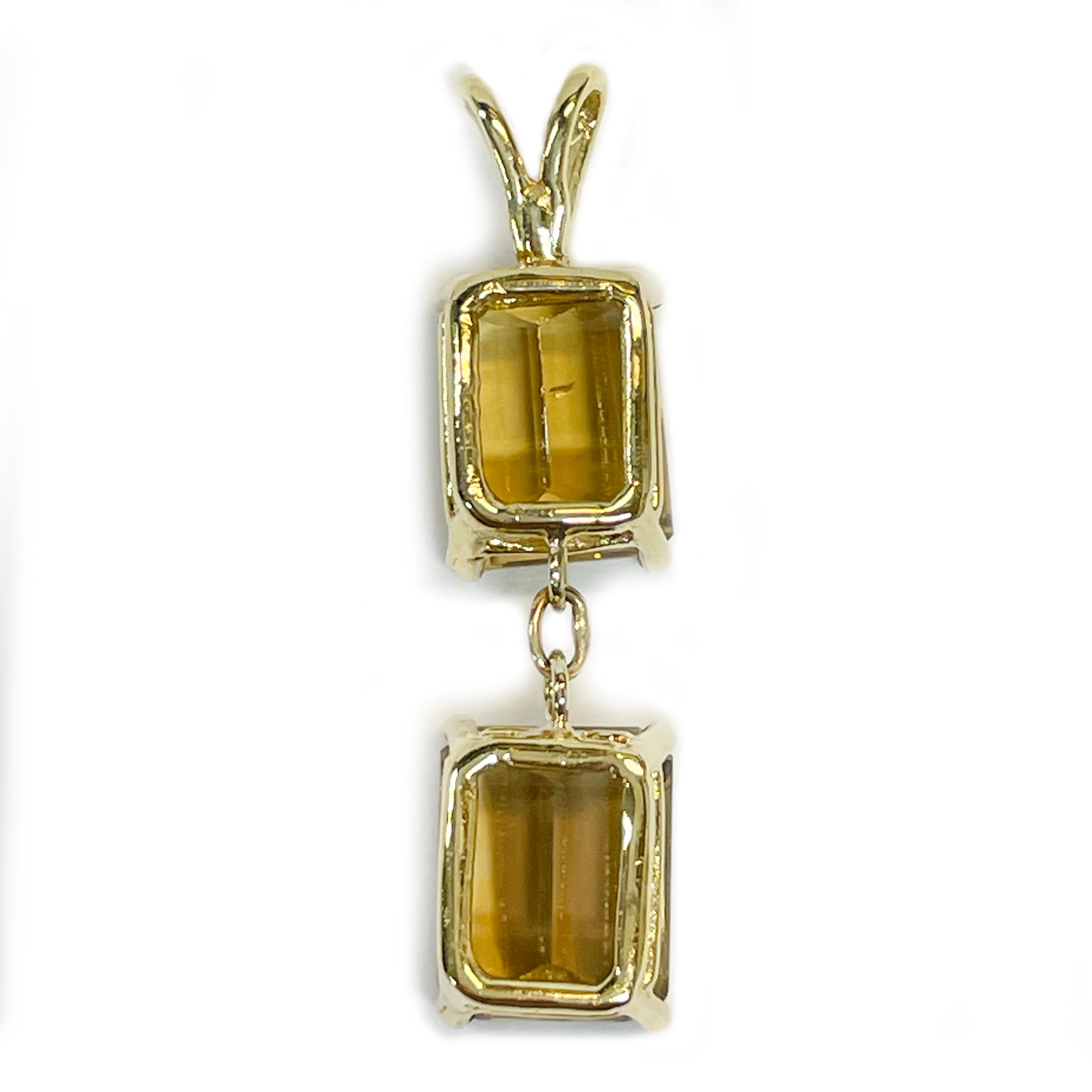Yellow Gold Citrine Dangle Pendant In Good Condition For Sale In Palm Desert, CA