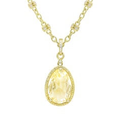 Collier pendentif en or jaune avec citrine, diamant et saphir jaune et diamants