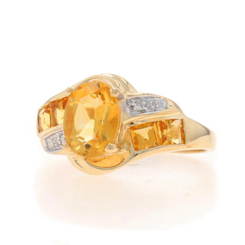 Bague bypass en or jaune avec citrine et diamant - 10k Oval 3.71ctw Excellent état - En vente à Greensboro, NC
