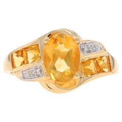 Bague bypass en or jaune avec citrine et diamant - 10k Oval 3.71ctw