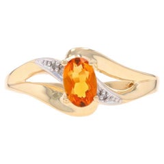 Yellow Gold Citrine Diamond Bypass Ring - 10k Oval .45ct