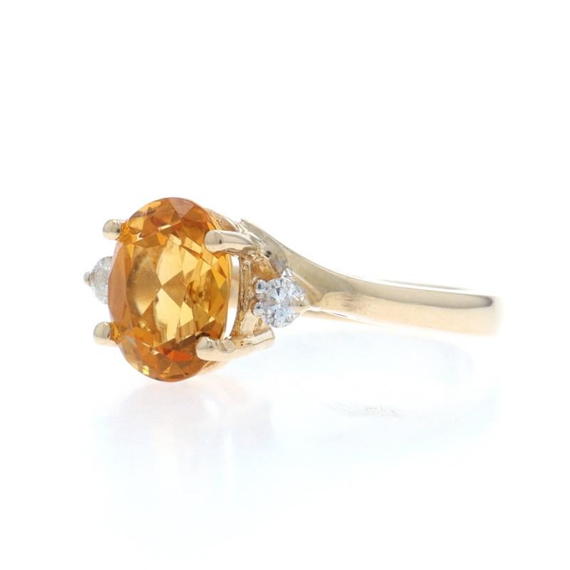 Bague bypass en or jaune avec citrine et diamant - 14k Oval 1.87ctw Excellent état - En vente à Greensboro, NC