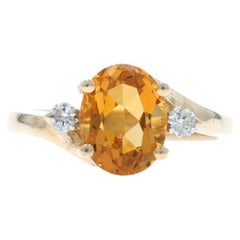 Bague bypass en or jaune avec citrine et diamant - 14k Oval 1.87ctw