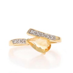 Yellow Gold Citrine Diamond Bypass Ring - 18k Pear .77ctw