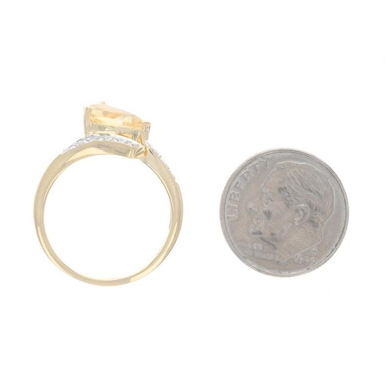 Bague bypass en or jaune avec citrine et diamant - 18k Pear .77ctw en vente 1