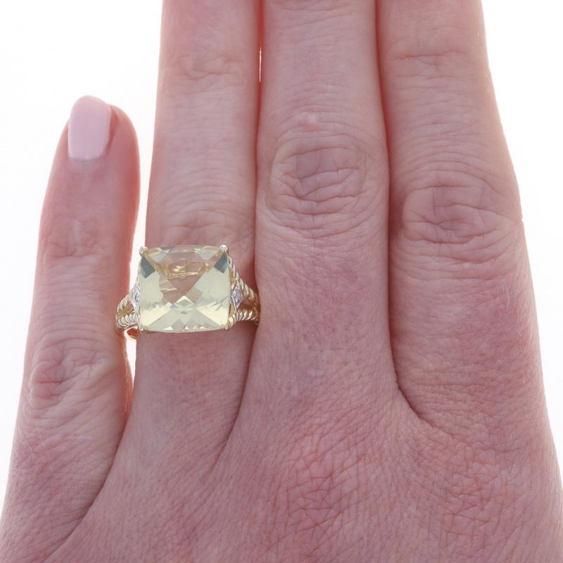 Taglio cuscino Anello cocktail con diamante citrino in oro giallo 14k Cuscino quadrato 7.20ctw in vendita