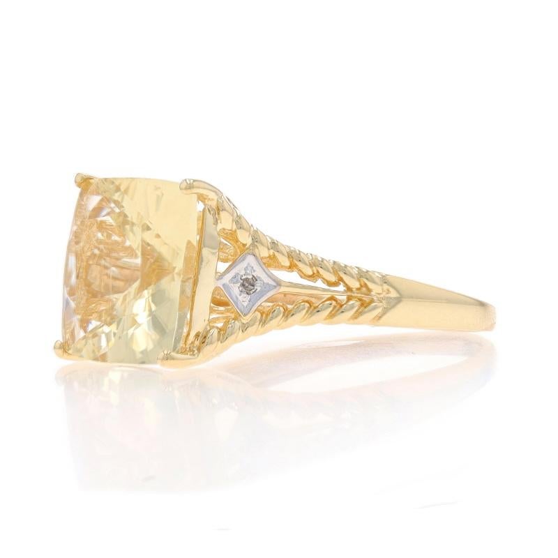 Anello cocktail con diamante citrino in oro giallo 14k Cuscino quadrato 7.20ctw In condizioni ottime in vendita a Greensboro, NC