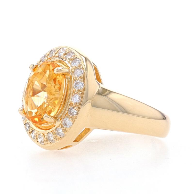 Oval Cut Yellow Gold Citrine & Diamond Halo Ring - 14k Oval 2.70ctw For Sale