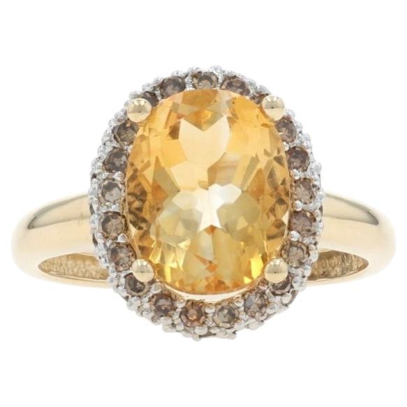 Yellow Gold Citrine Diamond Halo Ring - 14k Oval 2.73ctw