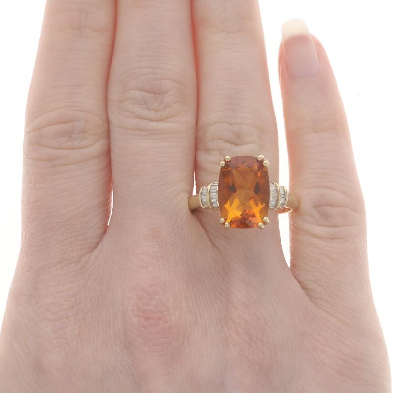Taille coussin Bague en or jaune avec citrine et diamant - 10k Coussin 5.62ctw en vente