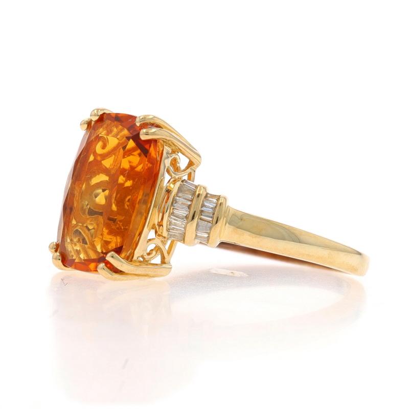 Bague en or jaune avec citrine et diamant - 10k Coussin 5.62ctw Excellent état - En vente à Greensboro, NC