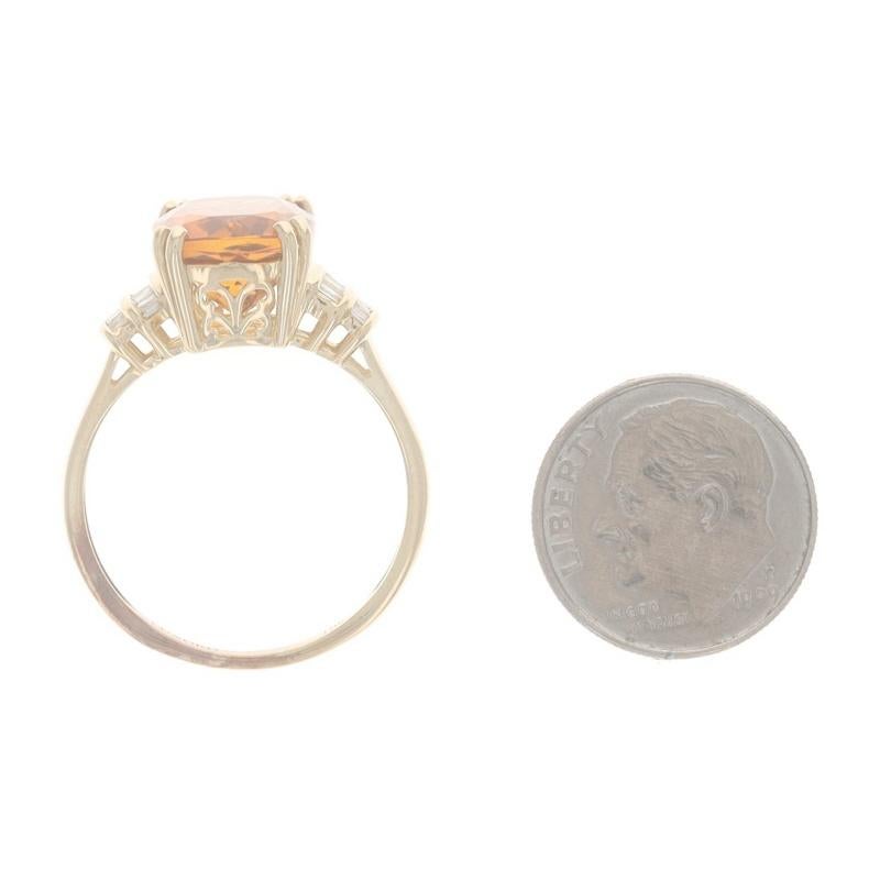Bague en or jaune avec citrine et diamant - 10k Coussin 5.62ctw en vente 2