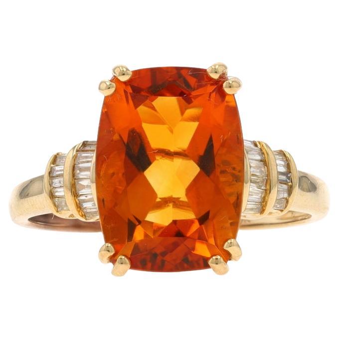 Yellow Gold Citrine Diamond Ring - 10k Cushion 5.62ctw
