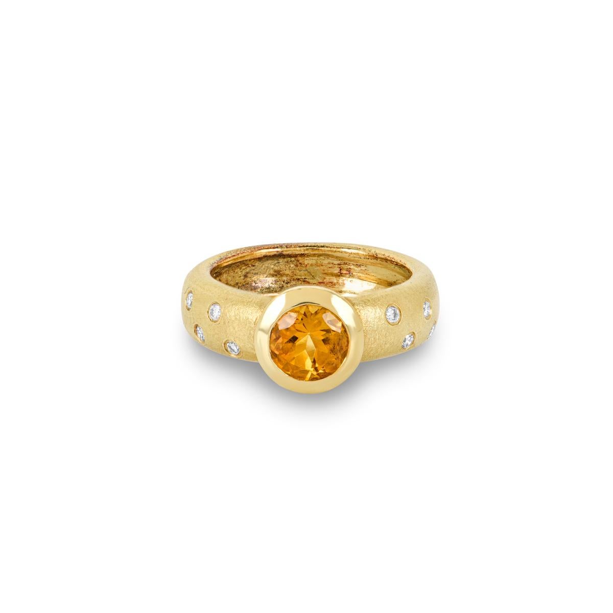 Yellow Gold Citrine & Diamond Ring 1.15ct In Good Condition For Sale In London, GB