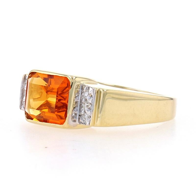 Yellow Gold Citrine & Diamond Ring - 14k Emerald Cut 1.88ctw East-West In Excellent Condition For Sale In Greensboro, NC