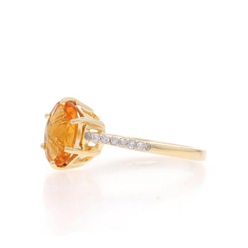Yellow Gold Citrine Diamond Ring - 14k Oval Checkerboard 1.83ctw In Excellent Condition For Sale In Greensboro, NC