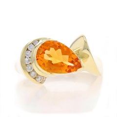 Yellow Gold Citrine Diamond Ring - 18k Pear 2.49ctw