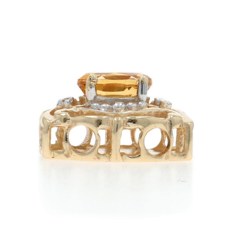Taille ovale Or jaune Citrine Diamant Slide Charm Charm 14k Oval 2.85ctw en vente