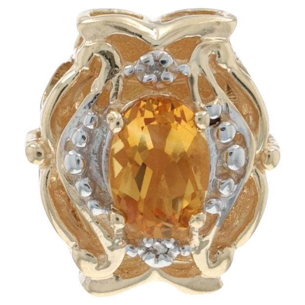 Or jaune Citrine Diamant Slide Charm Charm 14k Oval 2.85ctw en vente