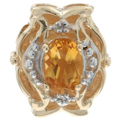 Yellow Gold Citrine Diamond slide charm Slide Charm 14k Oval 2.85ctw